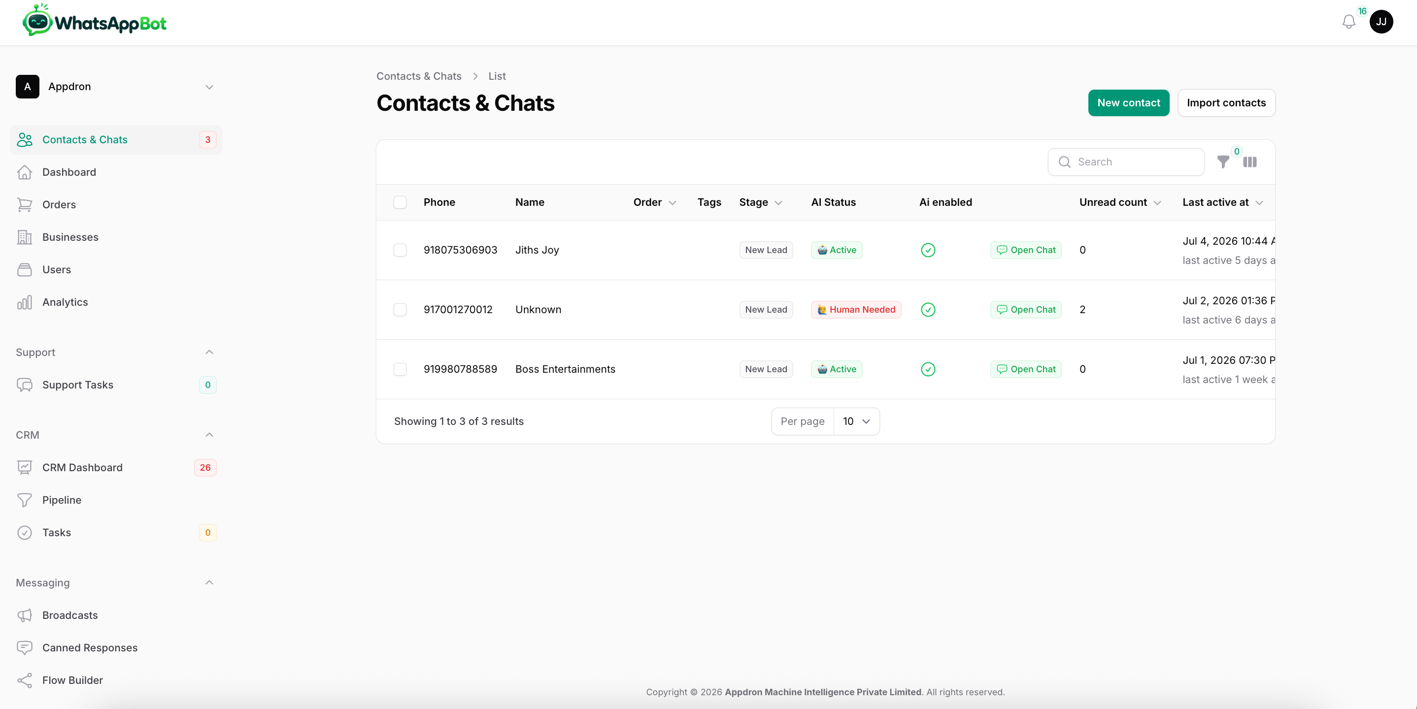WhatsApp Automation with CRM Lead Management and Task Allocation Dashboard